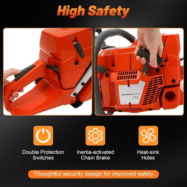28 In Gas Chainsaws 71CC Gas Power Chainsaw 2-Stroke Handheld Chain Saw - Image 5