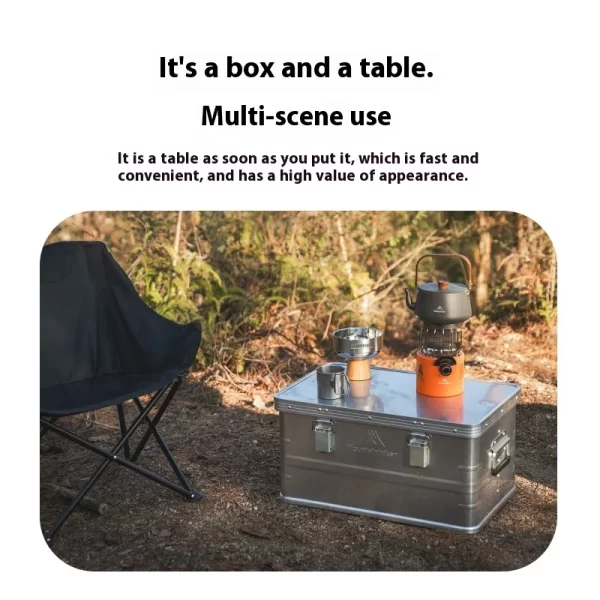 MOUNTAINHIKER Outdoor Storage Box Camping Picnic Travel Aluminum Alloy Large Capacity Box Silver Storage Bag 30-80L - Image 39