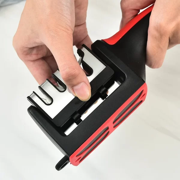 Kitchen 4Segment Knife Sharpener Household Multi-Functional Hand-Held Three-Purpose Black Sharpening Stone - Image 4