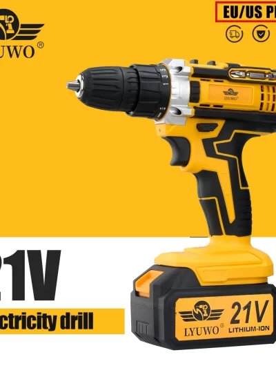 LYUWO Rechargeable Electric Hand Drill, Pistol Drill, Electric Screwdriver, Household Impact Hand Drill Tool,Use MT Battery