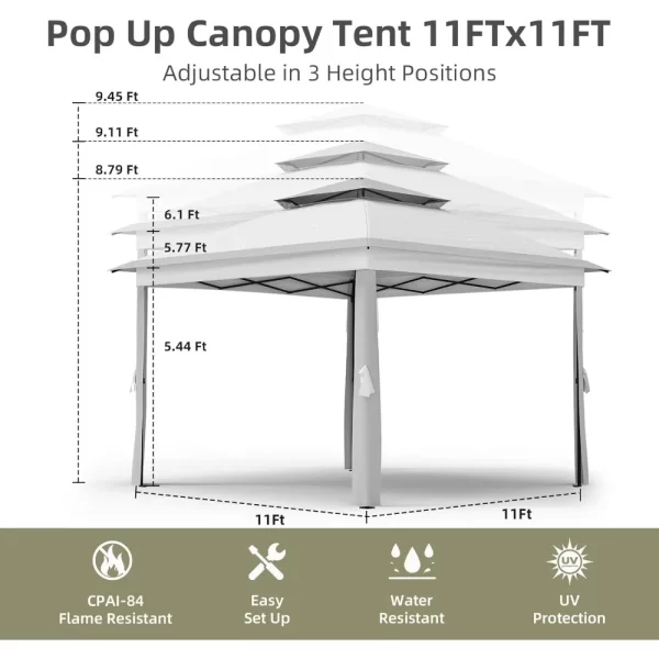 11x11FT Outdoor Gazebo, Heavy Duty Gazebo with Sturdy Metal Frame & Double Roofs, Patio Shelter - Image 5