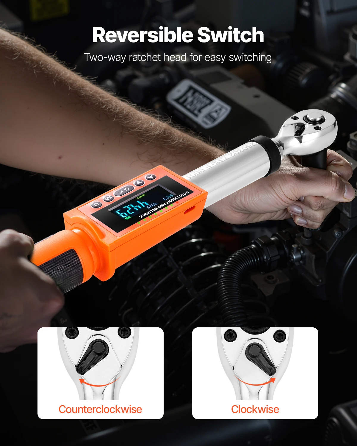 VEVOR Digital Torque Wrench 72-Tooth ±2% High Accuracy Electronic Torque Wrench Preset Value Buzzer - Image 6