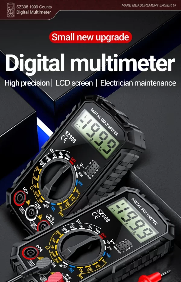 ANENG SZ308 Square Wave Digital Tester 1999 Counts HFE Triode Buzzer Multimeter AC/DC Voltage 10A Current Multimeters Meter Tool - Image 10