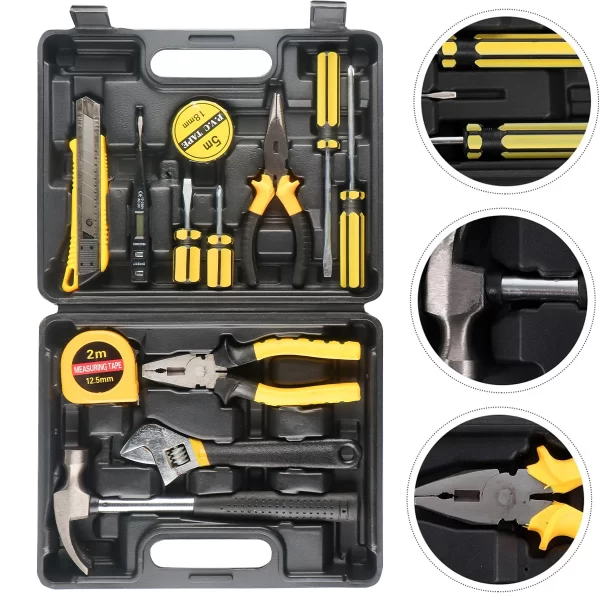 8/9/12/13Piece Tools Set General House hold Hand Tool Kit with Plastic Toolbox Storage Case - Image 2