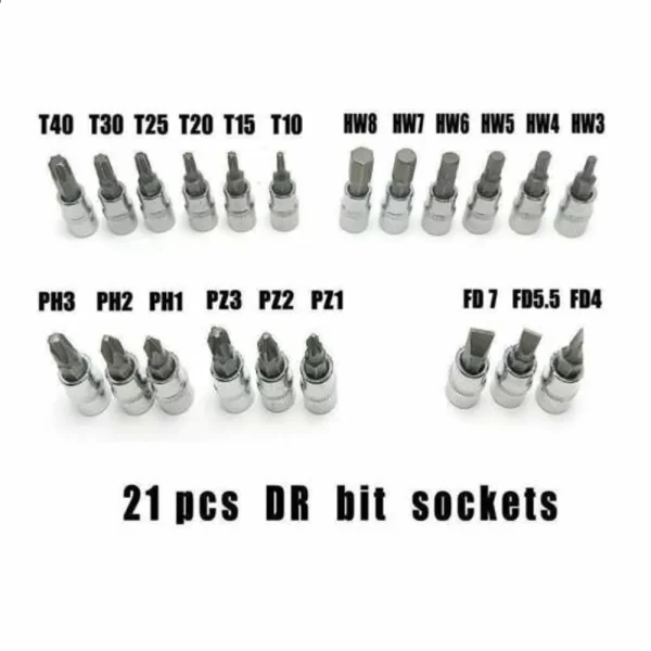 46PCS Ratchet Wrench Set Kit 1/4' Metric Drive Ratchet Phillips Torx Bits Allen Key Screwdriver - Image 5