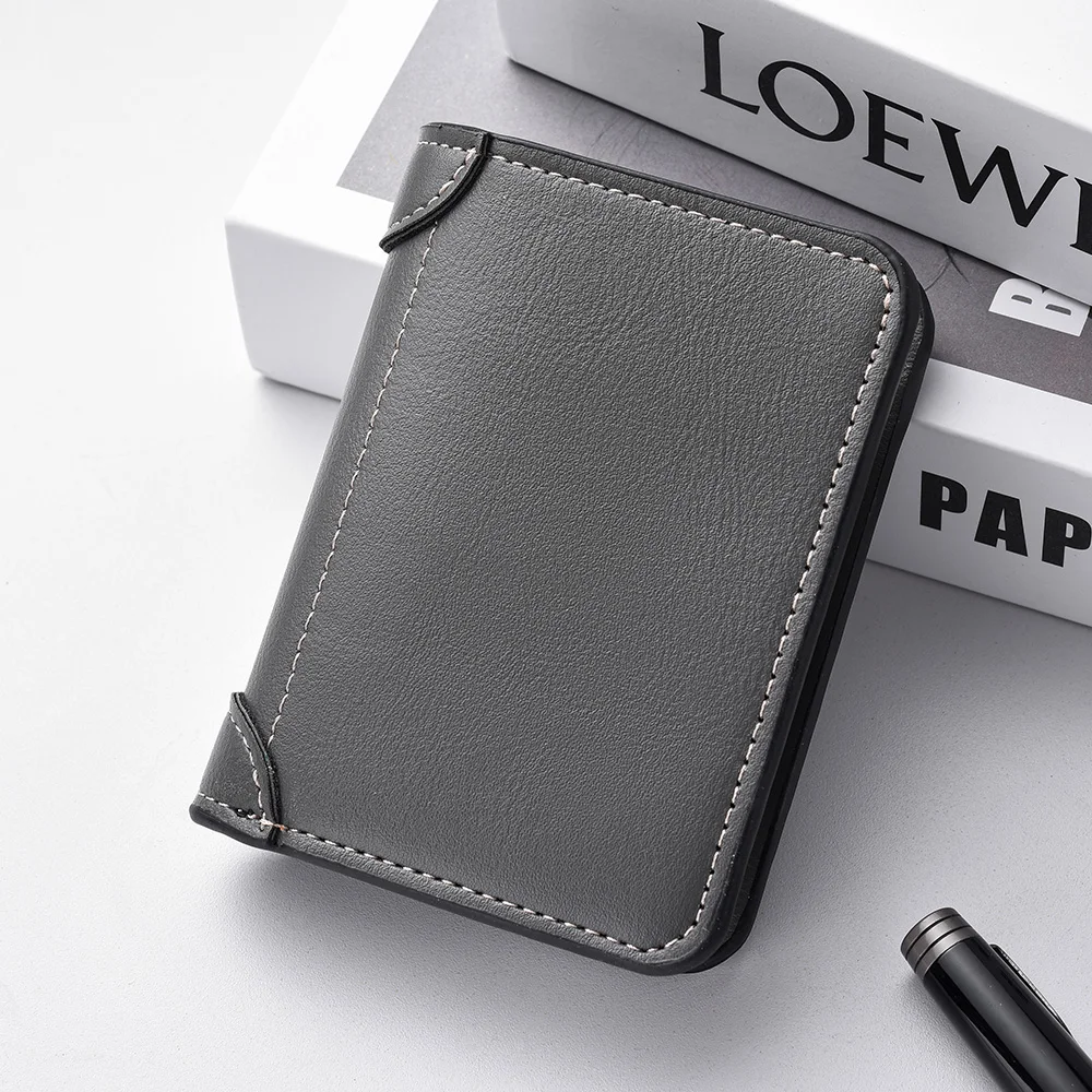 1Pc New Ultra-thin Mini Soft PU Leather Credit Card Wallet Holder Short Vertical High Quality Men's Wallet - Image 9