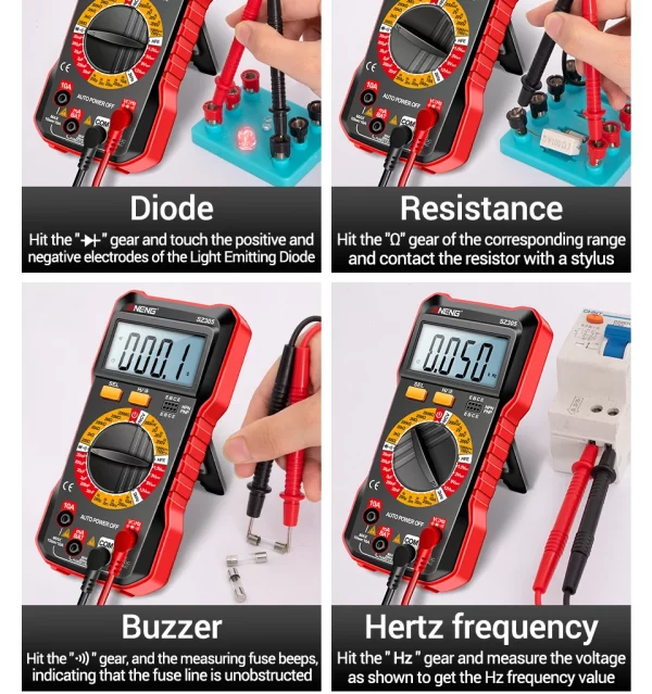 ANENG SZ305 Digital Multimeter Professional AC/DC Voltage Ammeter Capacitor hFE Triode NCV Voltage Induction Electrician Tester - Image 20