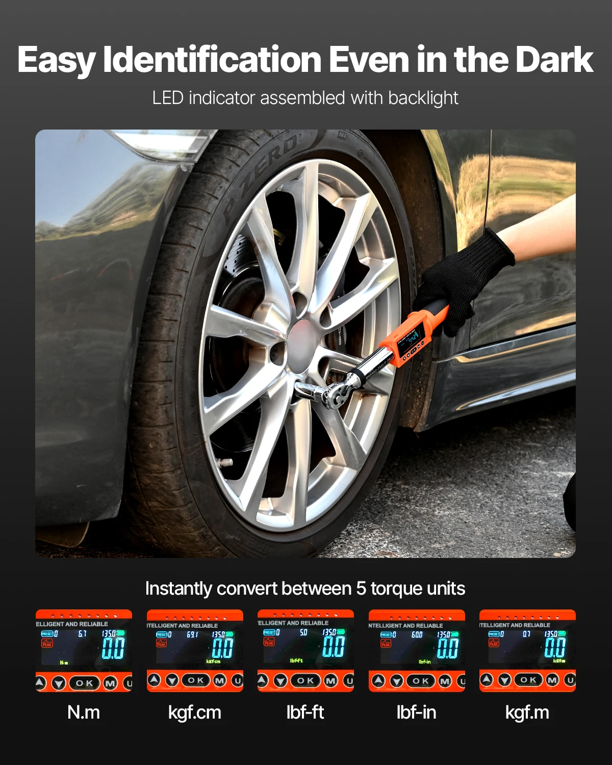 VEVOR Digital Torque Wrench 72-Tooth ±2% High Accuracy Electronic Torque Wrench Preset Value Buzzer - Image 3