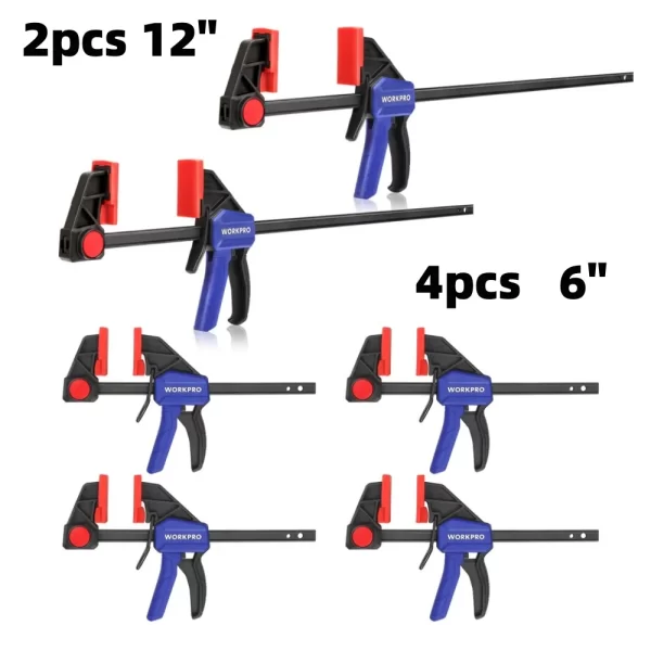 WORKPRO Bar Clamps for Woodworking One-Handed Clamp/Spreader, 6-Inch and 12-Inch Wood Clamps Set - Image 9