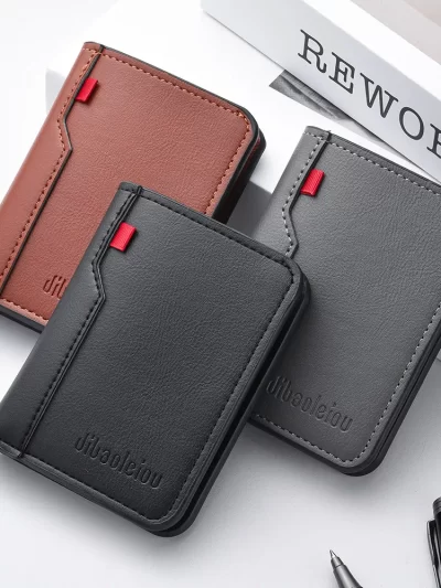 1Pc New Ultra-thin Mini Soft PU Leather Credit Card Wallet Holder Short Vertical High Quality Men's Wallet