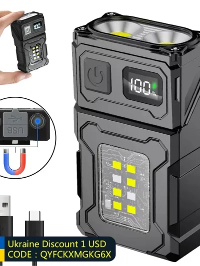 MINI USB Rechargeable LED Flashlight Portable Tail magnet flashlight Super Bright