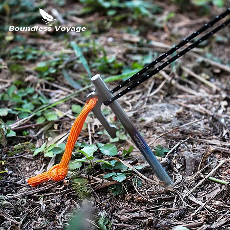 Boundless Voyage 6pcs Heavy Duty Titanium Alloy Camping Tent Stakes Peg for Outdoor Trip Hiking - Image 6