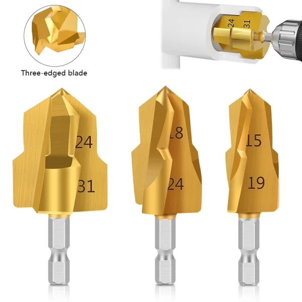 1-3Pcs PPR Lifting , Stepped Drill Bit, Hexagon Shank Water Pipe Connection Tool 20/25/32mm
