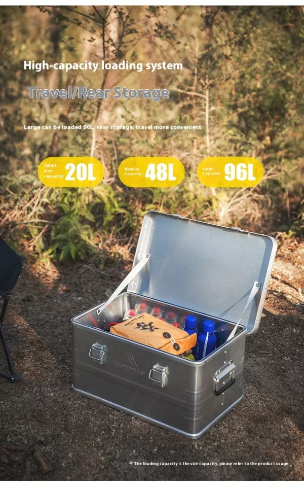 MOUNTAINHIKER Outdoor Storage Box Camping Picnic Travel Aluminum Alloy Large Capacity Box Silver Storage Bag 30-80L - Image 45