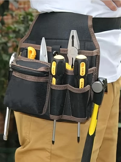 Hardware and electrician's tool bag, multi-purpose waist-hanging bag.
