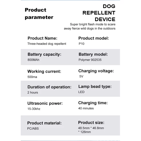 Ultrasonic Dog Repeller Double/Three Head LED Flashlight Anti Barking Training Deterrent Device Rechargeable Dog Repeller ﻿ - Image 31