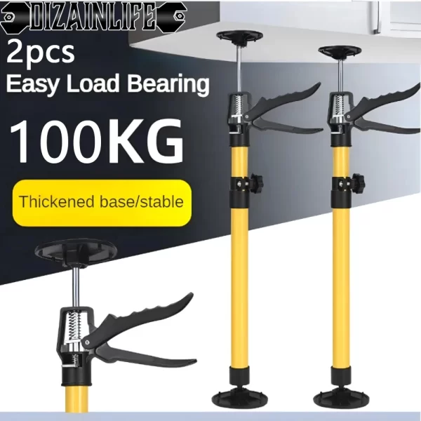 2Pcs Labor-Saving Telescopic Steel Support Rod Cabinet Jack Drywall Construction Tool Extensible Non-slip Hand Lifting Jack Tool