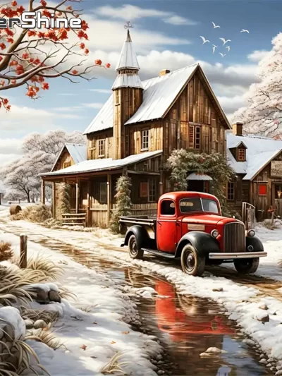 Evershine New Arrival House Diamond Painting Landscape Rhinestones Full Round Square Street Mosaic Winter