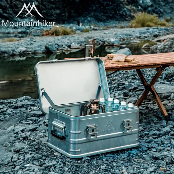 MOUNTAINHIKER Outdoor Storage Box Camping Picnic Travel Aluminum Alloy Large Capacity Box Silver Storage Bag 30-80L - Image 14