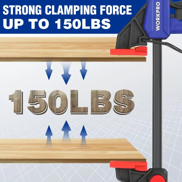 WORKPRO Bar Clamps for Woodworking One-Handed Clamp/Spreader, 6-Inch and 12-Inch Wood Clamps Set - Image 6