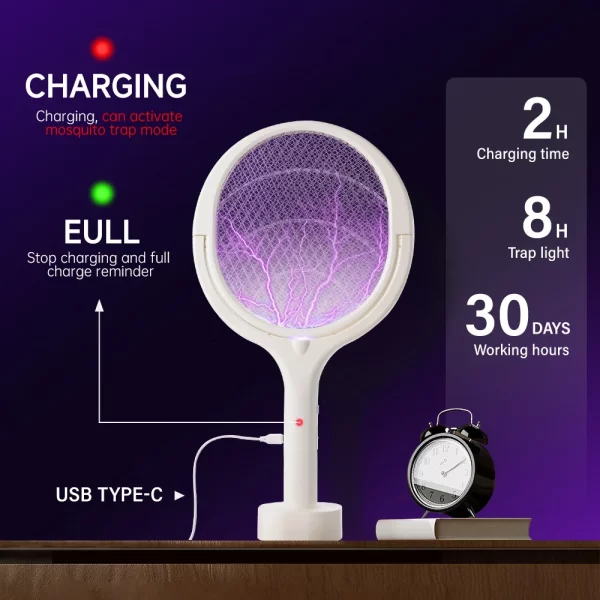 3500V 5in1 Mosquito Killer Lamp Multicunctional Angle Adjustable Bug Zapper Electric USB Rechargeable Mosquito Fly Bat Swatter - Image 4