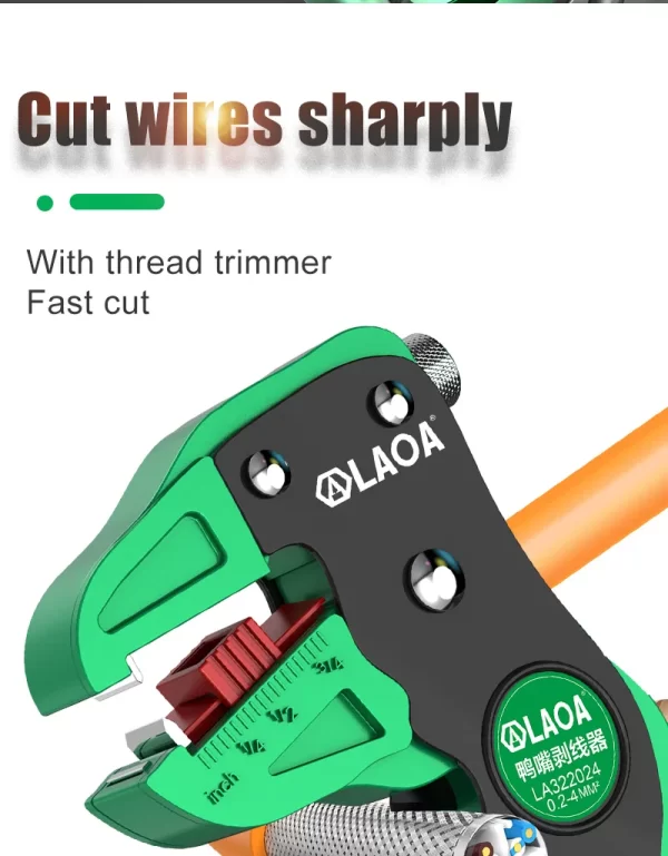 LAOA Automatic Wire Stripper Flatwire Cutter Stripping Plier 0.2 to 4mm Range Length Adjustment - Image 14