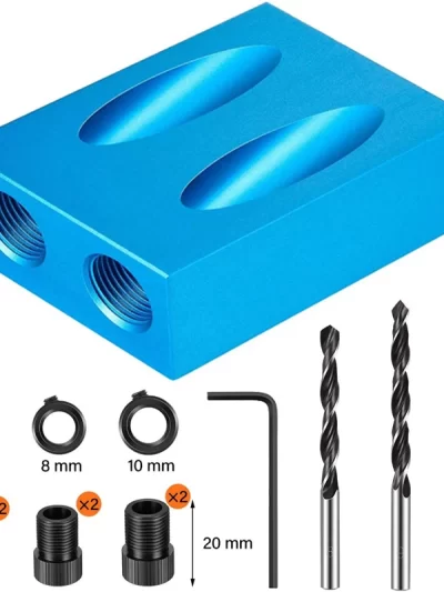 Woodworking Oblique Pocket Hole Locator Jig Kit 15 Degree Angle Drill Guide Set Hole Puncher