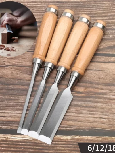 4Pcs Wood Carving Chisels Set Professional for Woodworking - 8/12/16/20mm Comfortable Beech Handle Wood Chisels