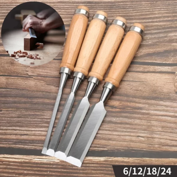 4Pcs Wood Carving Chisels Set Professional for Woodworking - 8/12/16/20mm Comfortable Beech Handle Wood Chisels