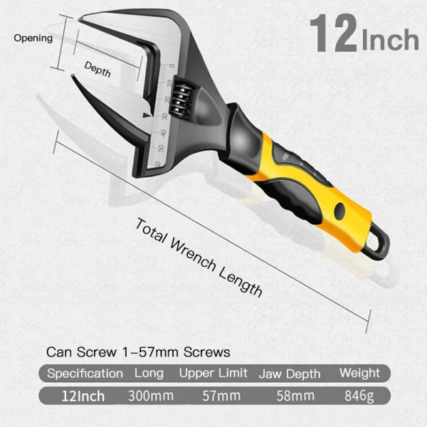 AIRAJ Adjustable Wrench Stainless Steel Universal Spanner Bathroom Wrench - Image 9