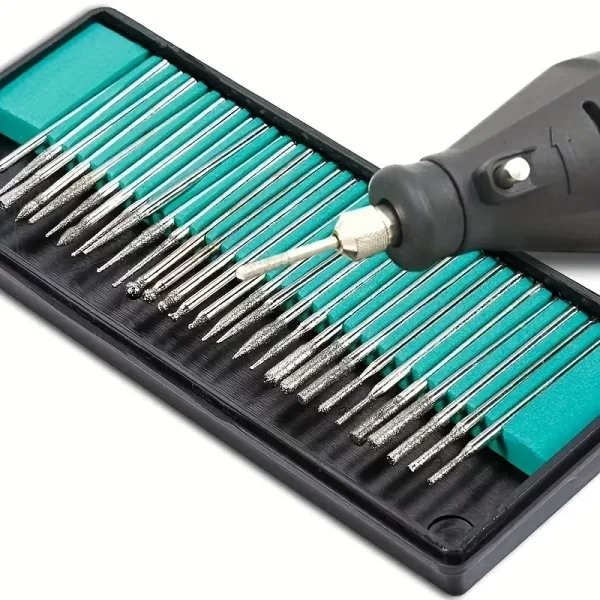 30pcs/set Diamond Burr Bits, Drill Bit Set For Rotary Tools Metal Woodworking- 1/8" (3mm) Shank - Image 5