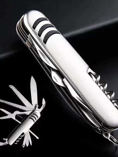 Portable 11 in 1 Fold Pocket knife Carry Around Multifunction Outdoor Emergency Tools Stainless Steel Bottle Opener Cork Drill