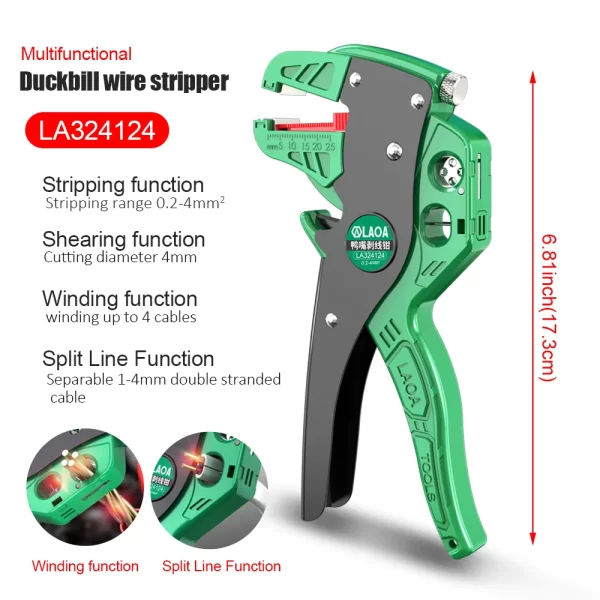 LAOA Automatic Wire Stripper Flatwire Cutter Stripping Plier 0.2 to 4mm Range Length Adjustment - Image 8