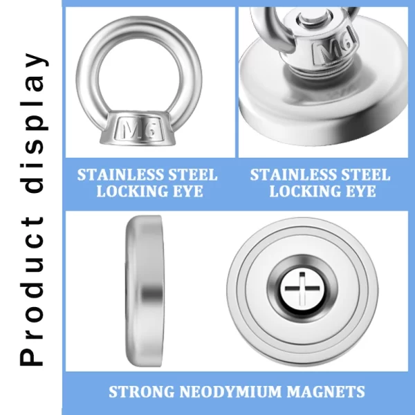 Super Strong Neodymium Fishing Magnets Heavy Duty imanes Magnet with Countersunk Hole Eyebolt for Salvage Magnetic Fishing - Image 20