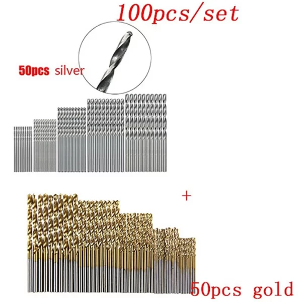 100/50Pcs Titanium Coated Drill Bits HSS High Speed Steel Set - Image 8