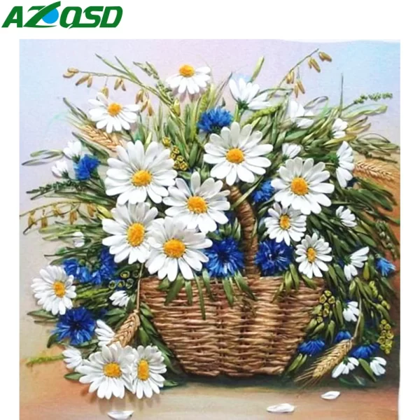 AZQSD Diamond Embroidery 5d Daisy Flower Mosaic Handicrafts Home Decor Diamond Painting Floral