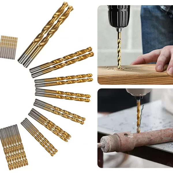 99 Pieces Titanium Twist Drill Bit Set, High Speed Steel, Size from 1/16" Up to 3/8" - Image 3