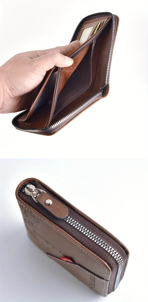 Men's Wallet Made of PU Wax Oil Skin Purse for Men Coin Purse Short Male Card Holder Wallets Zipper Around Money Coin Purse - Image 10