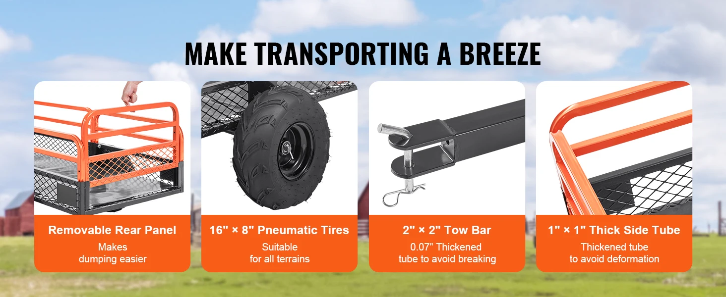 SucceBuy Heavy Duty Steel ATV Dump Trailer Tow Behind Dump Cart - Image 14