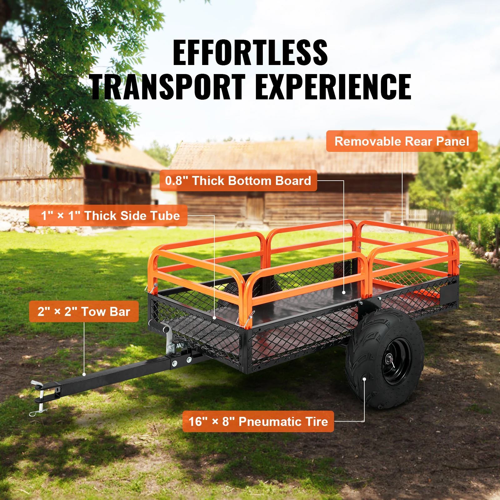 SucceBuy Heavy Duty Steel ATV Dump Trailer Tow Behind Dump Cart - Image 2