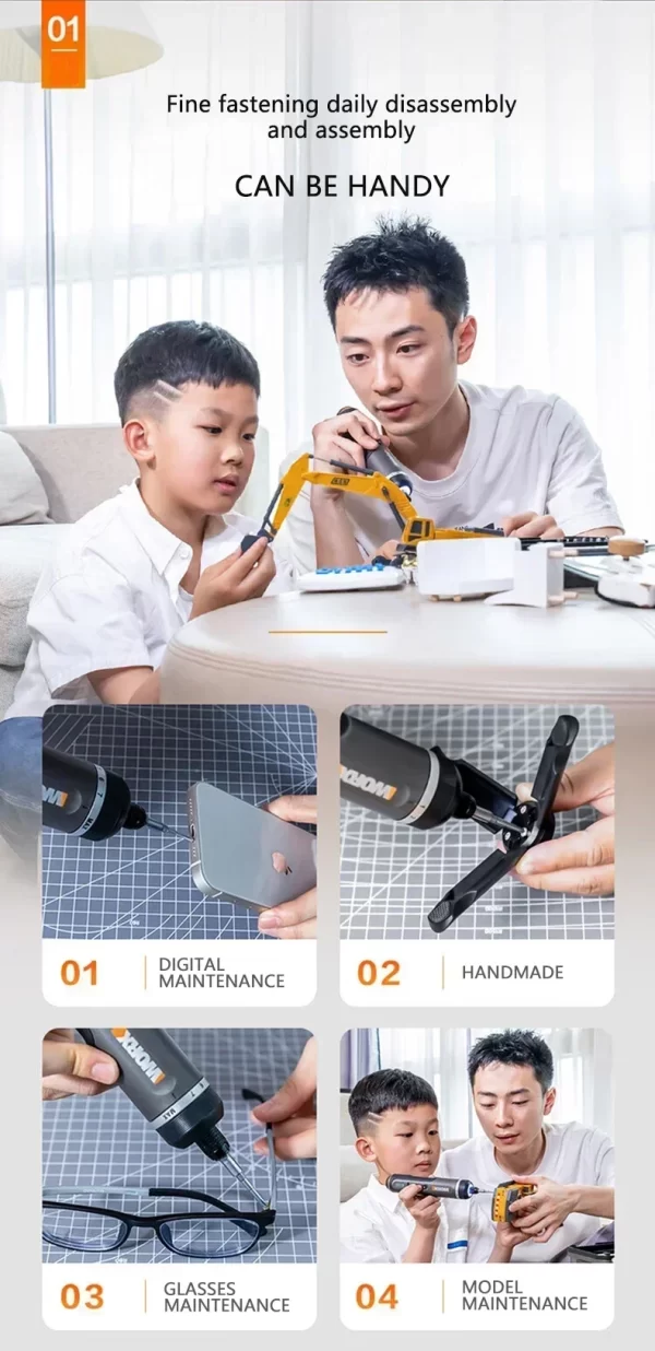 Worx 4V Electrical Screwdrivers Set WX242 Portable Smart Cordless Power Screw Driver Mini Electric Drill Home Repair Power Tool - Image 11