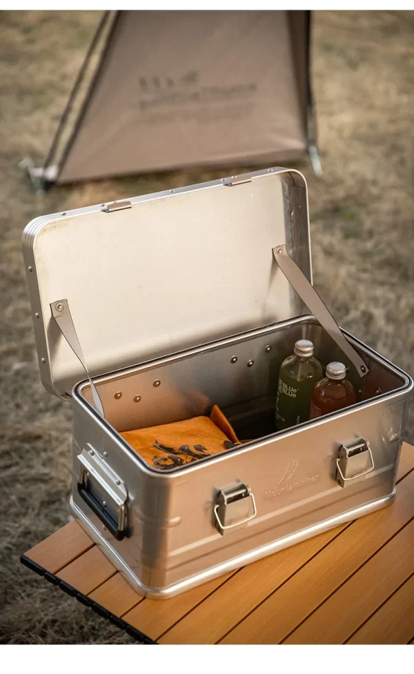 MOUNTAINHIKER Outdoor Storage Box Camping Picnic Travel Aluminum Alloy Large Capacity Box Silver Storage Bag 30-80L - Image 55