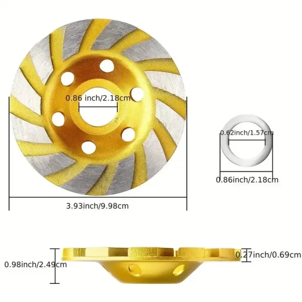4 Inch Concrete Turbo Diamond Grinding Cup Wheel 12 Segs Heavy Duty Angle Grinder Wheels For Angle Grinder - Image 2