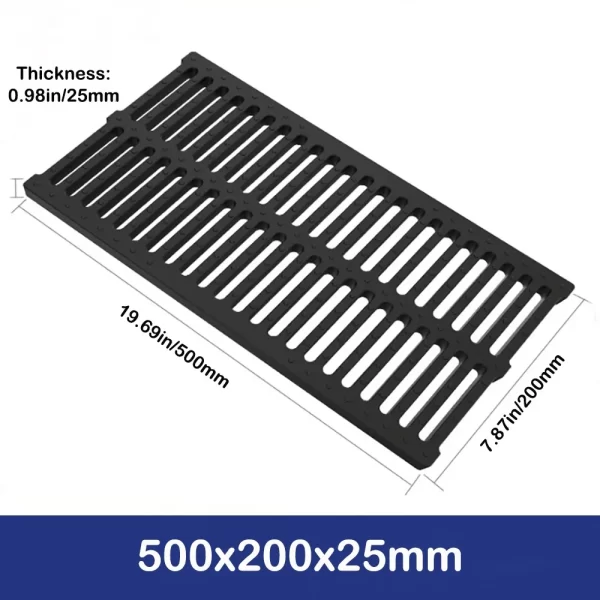 New High Strength Trench Cover Resin Plastic Rectangular Garage Floor Drain Black Grate - Image 11