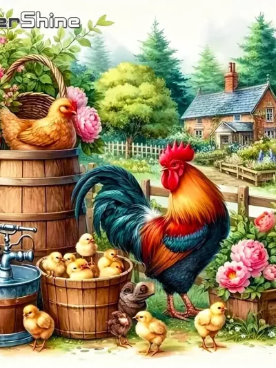 Evershine Full Square Diamond Painting Chicken Cross Stitch 5D DIY Diamond Mosaic