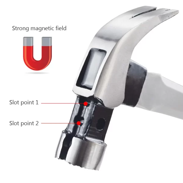 Multifunction Non-slip Shockproof Steel Hammer Hand Tool Magnetic Claw Hammer - Image 4