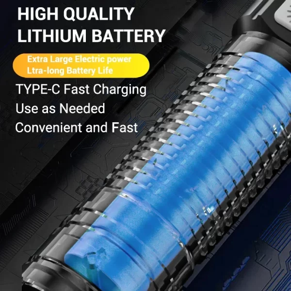 High Strong Power Led Flashlights 2000LM Tactical Torch with Display Light USB Charging - Image 19