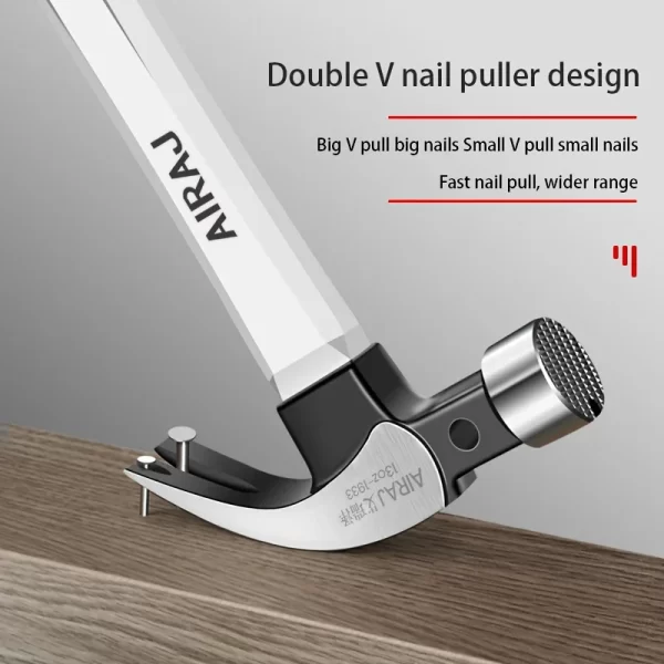 AIRAJ Short/Long Handle Claw Hammer Double Nail High Carbon Steel Household Durable - Image 2