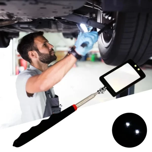 Car 360° Inspection Mirror LED Light Telescoping Mirrors Extend Mechanic Tools Inspection Mirror