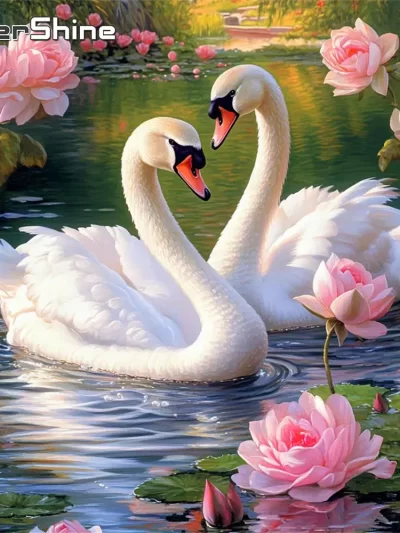 Evershine 5D DIY Diamond Painting Swan Animal Full Square Round Drill Flower Embroidery Lake Needlework Wall Decoration